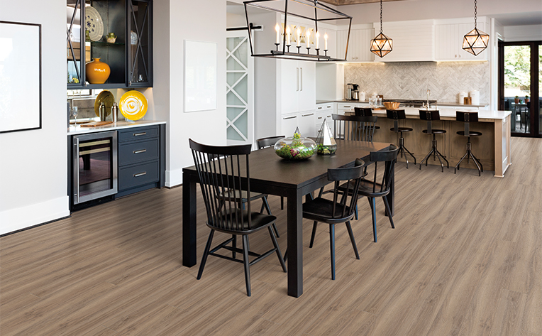 luxury vinyl flooring in kitchen area